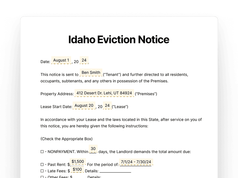 EvictionNotice_Idaho Idaho Eviction Notice