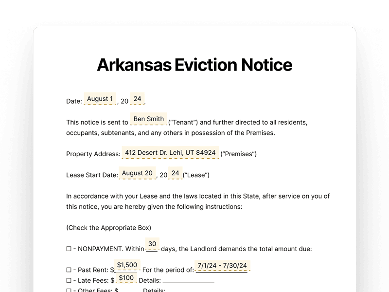 EvictionNotice_Arkansas Arkansas Eviction Notice