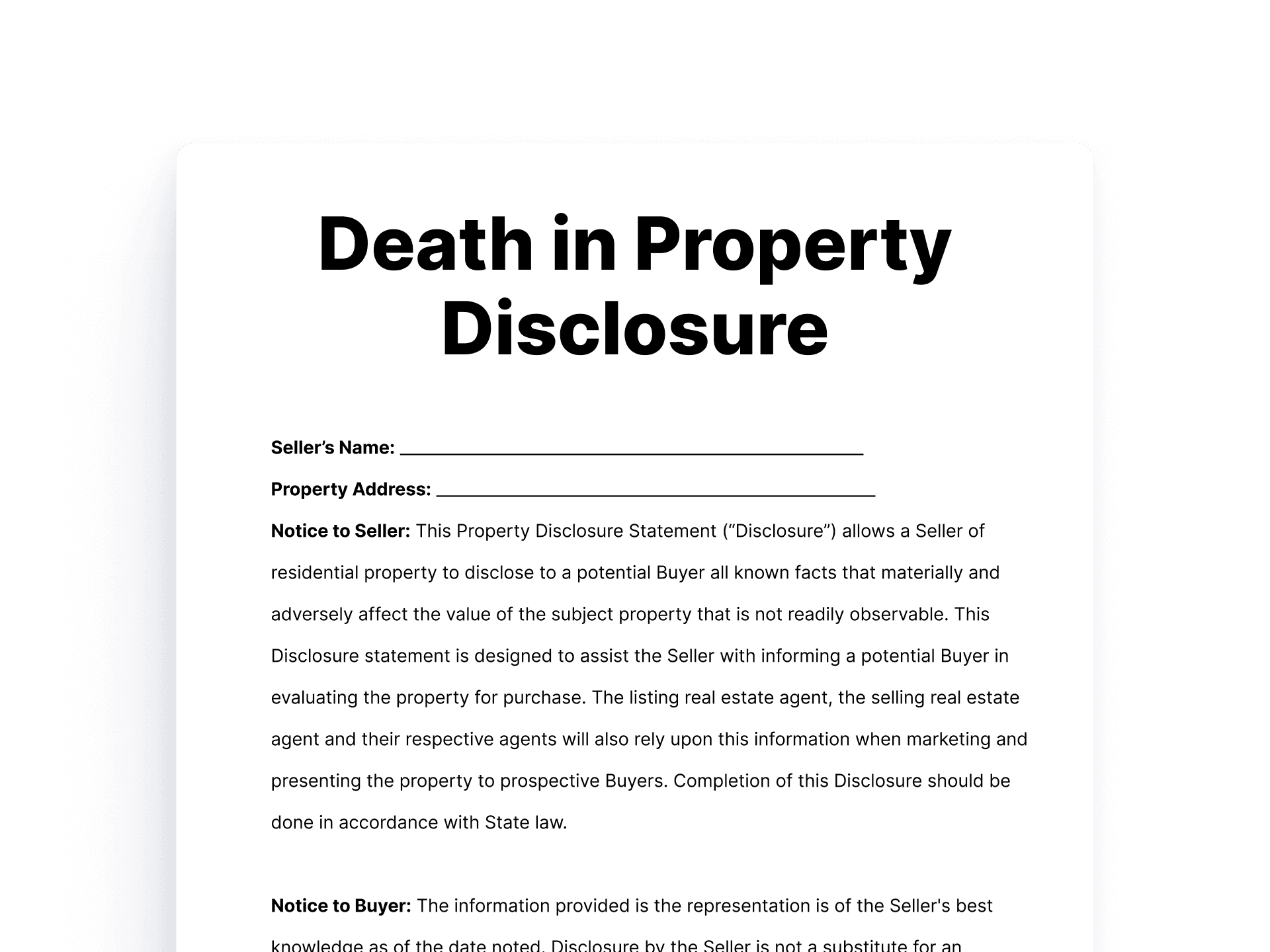 Death in Property Disclosure Death in Property Disclosure