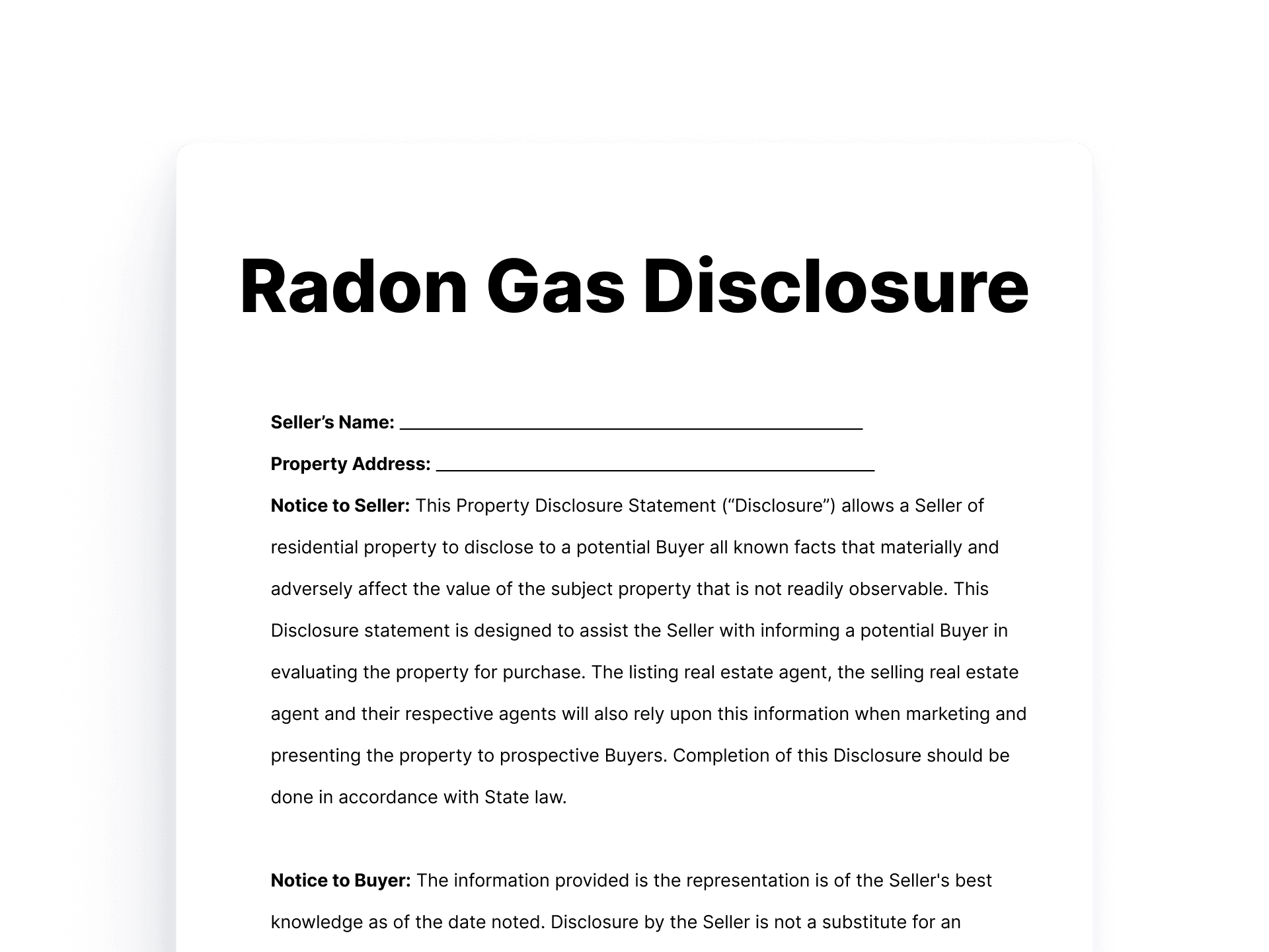 Radon Gas Disclosure Radon Gas Disclosure