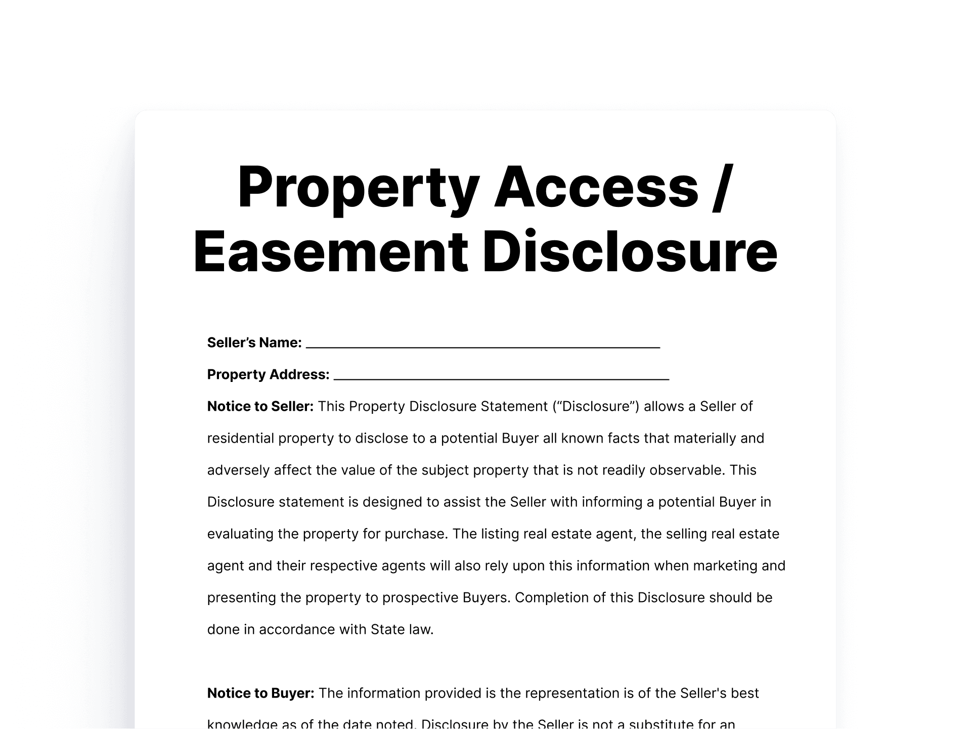 property access Easement Disclosure property access Easement Disclosure