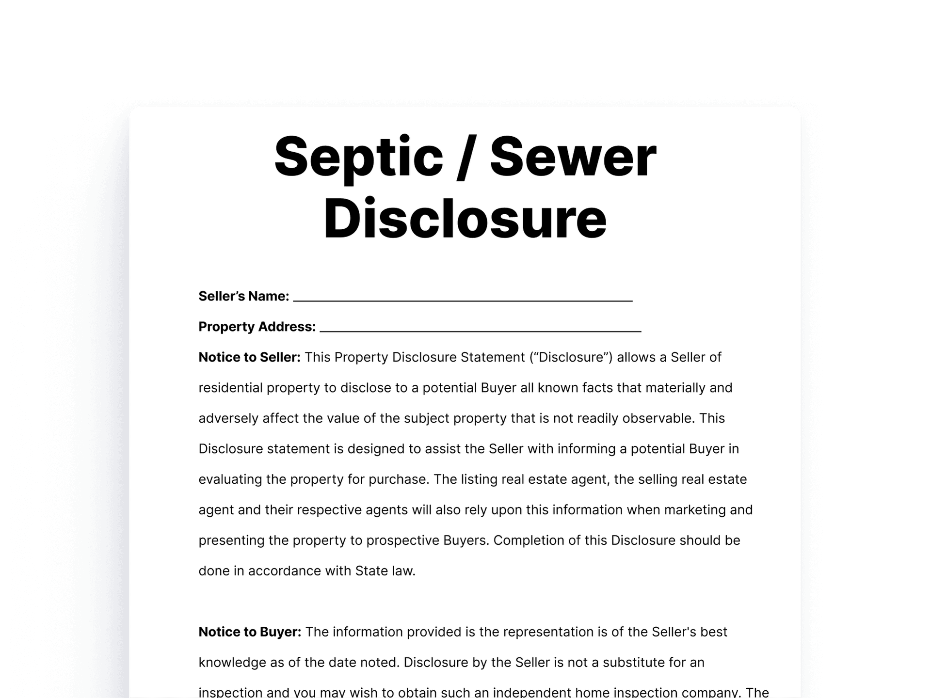 septic Sewer Disclosure septic Sewer Disclosure