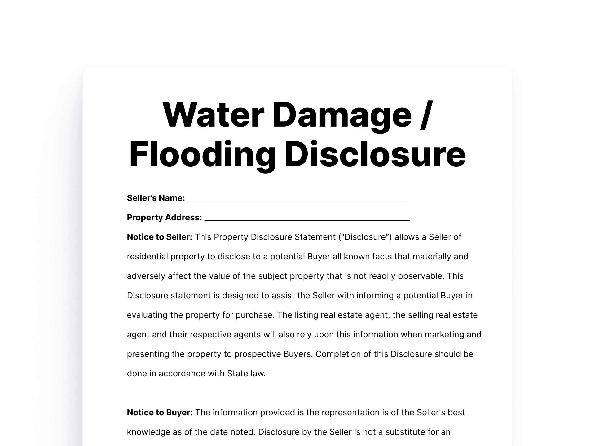 water damage Flooding Disclosure water damage Flooding Disclosure