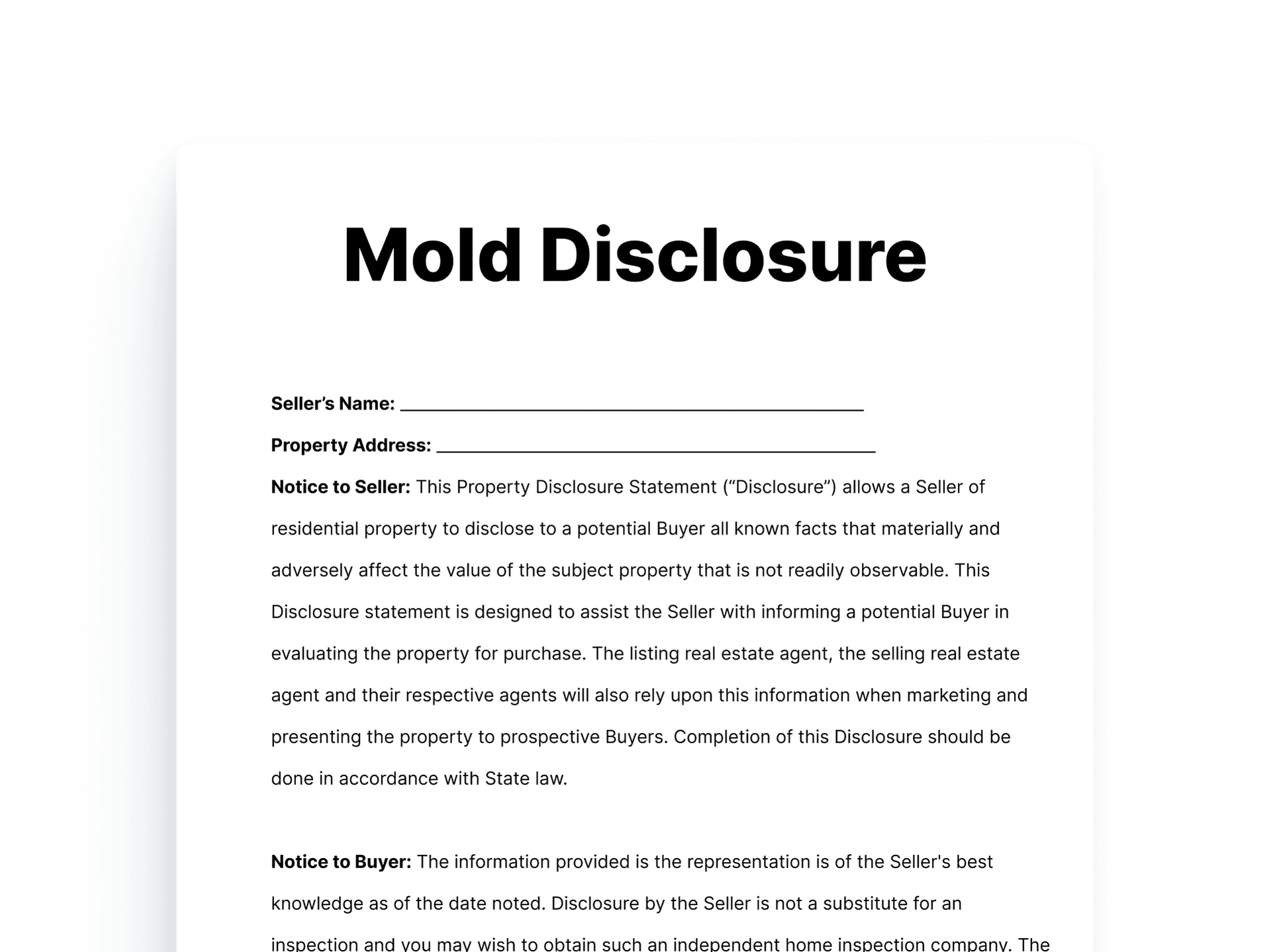 Mold Disclosure Mold Disclosure
