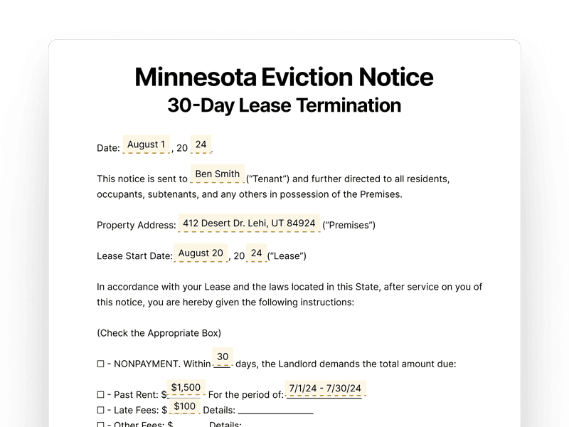 30DayLeaseTermination_Minnesota Michigan 30-Day Lease Termination