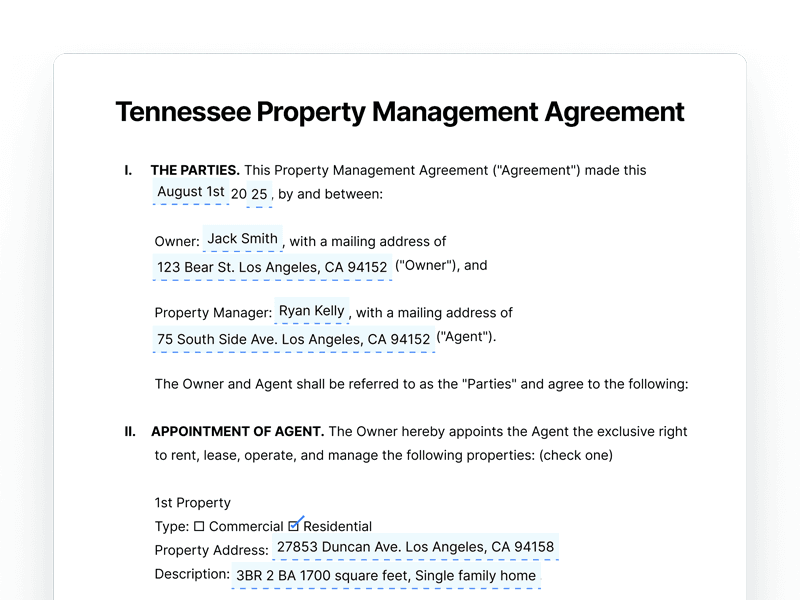 PropertyManagementAgreement_Tennessee Tennessee Property Management Agreement