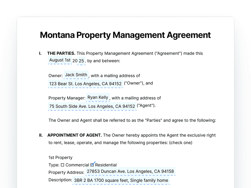 Montana Property Management Agreement Montana Property Management Agreement