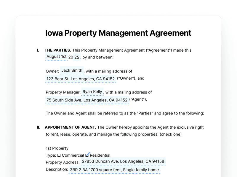 PropertyManagementAgreement_Iowa Iowa Property Management Agreement