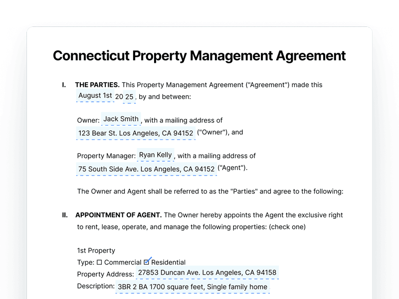 PropertyManagementAgreement_Connecticut Connecticut Property Management Agreement