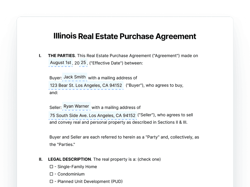 RealEstatePurchaseAgreement_Illinois Illinois Residential Real Estate Purchase Agreement