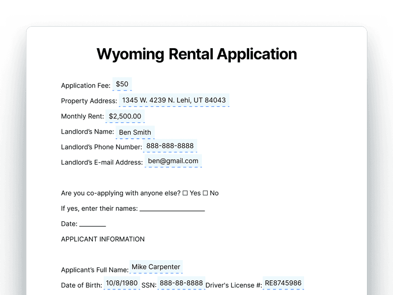 RentalApplication_Wyoming Wyoming Rental Application