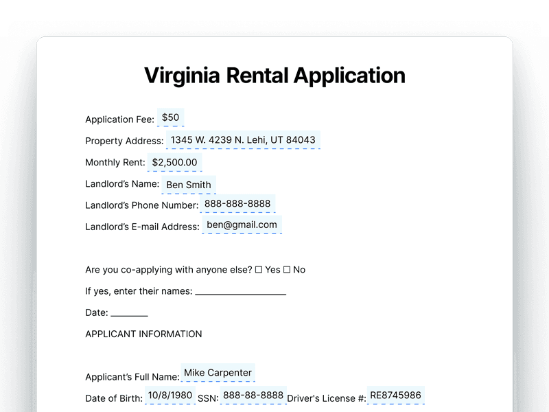 RentalApplication_Virginia Virginia Rental Application
