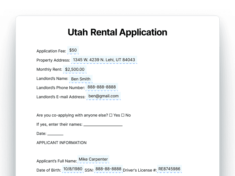 RentalApplication_Utah Utah Rental Application