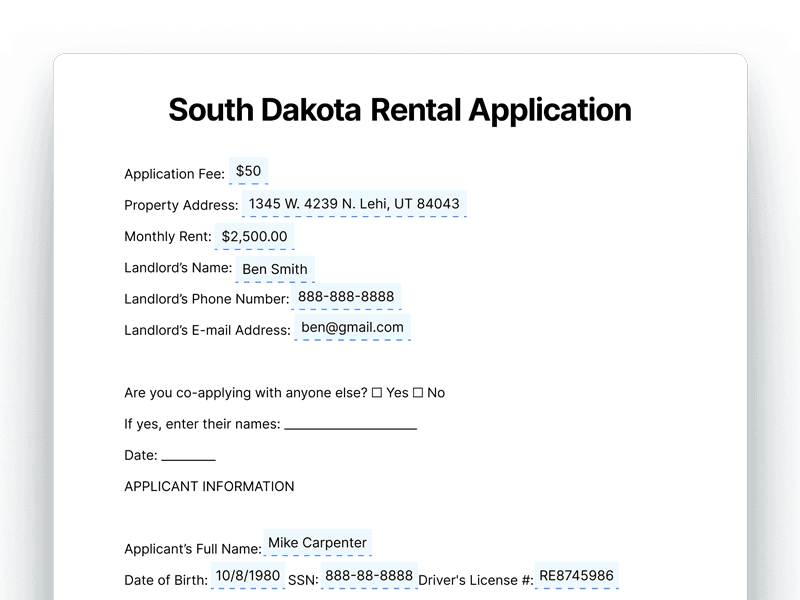 RentalApplication_South-Dakota South Dakota Rental Application