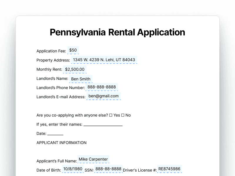 RentalApplication_Pennsylvania Pennsylvania Rental Application