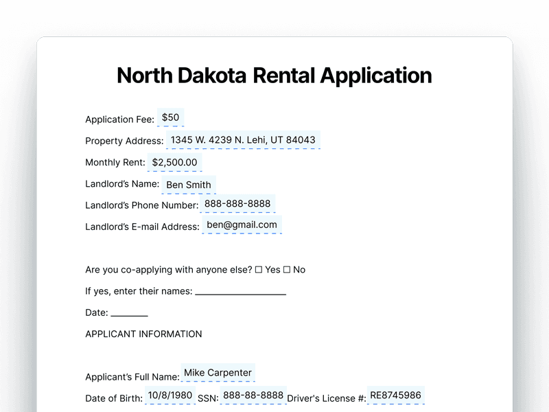 RentalApplication_North-Dakota North Dakota Rental Application