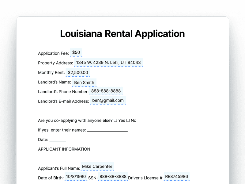 RentalApplication_Louisiana Louisiana Rental Application