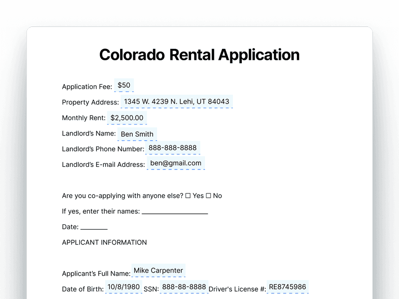 RentalApplication_Colorado Colorado Rental Application