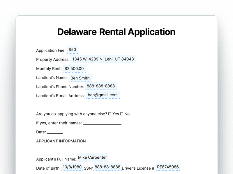 RentalApplication_Delaware Delaware Rental Application