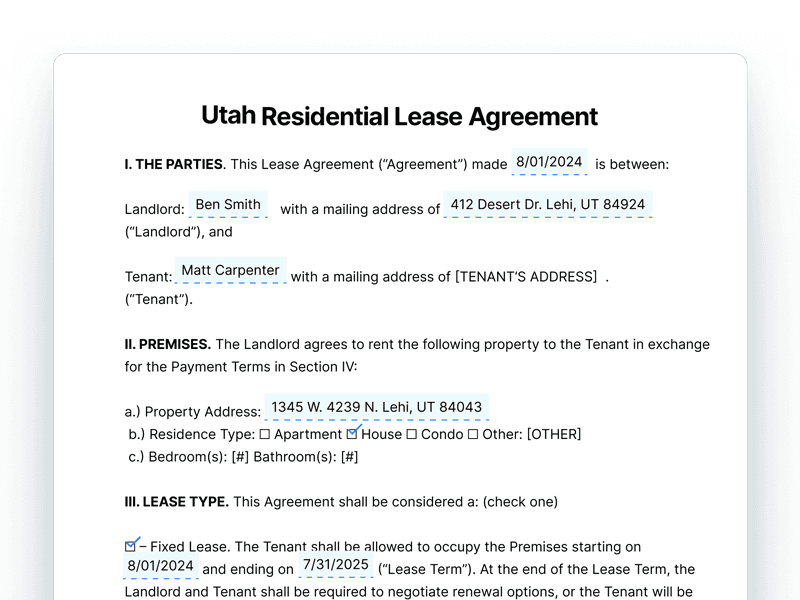 ResidentialLeaseAgreement_Utah Utah Residential Lease Agreement