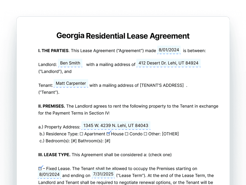 ResidentialLeaseAgreement_Georgia Georgia Residential Lease Agreement