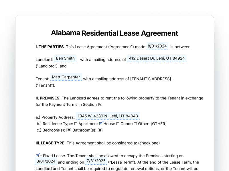 ResidentialLeaseAgreement_Alabama Alabama Residential Lease Agreement