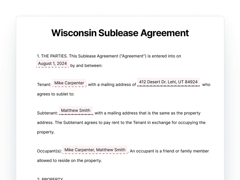 SubleaseAgreement_Wisconsin Wisconsin Sublease Agreement