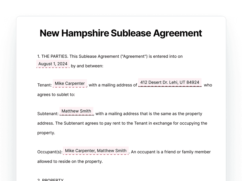 SubleaseAgreement_New-Hampshire New Hampshire Sublease Agreement