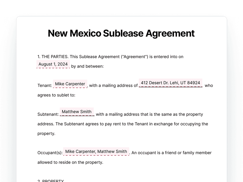 SubleaseAgreement_New-Mexico New Mexico Sublease Agreement