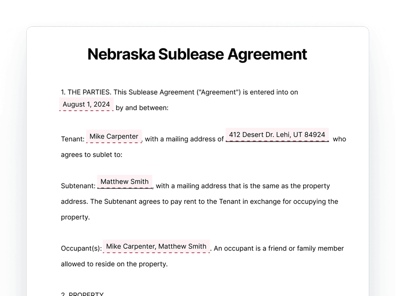 SubleaseAgreement_Nebraska Nebraska Sublease Agreement