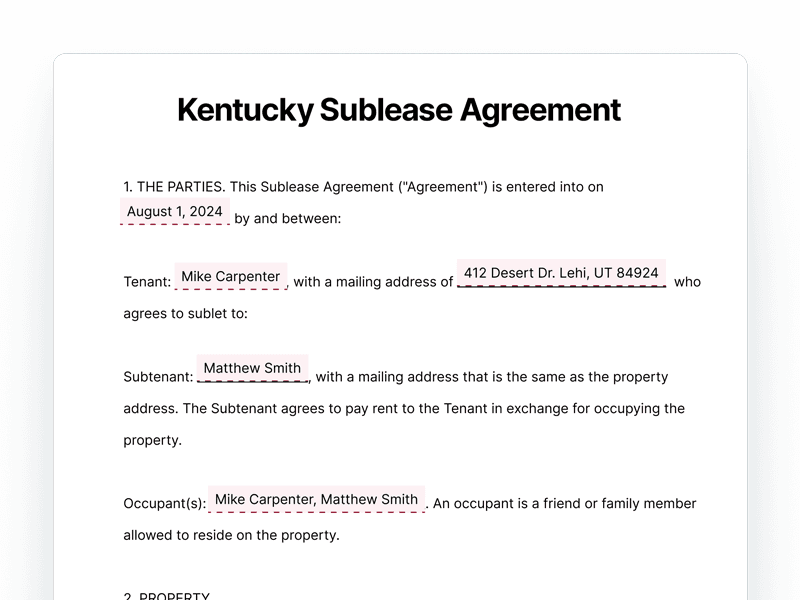 SubleaseAgreement_Kentucky Kentucky Sublease Agreement