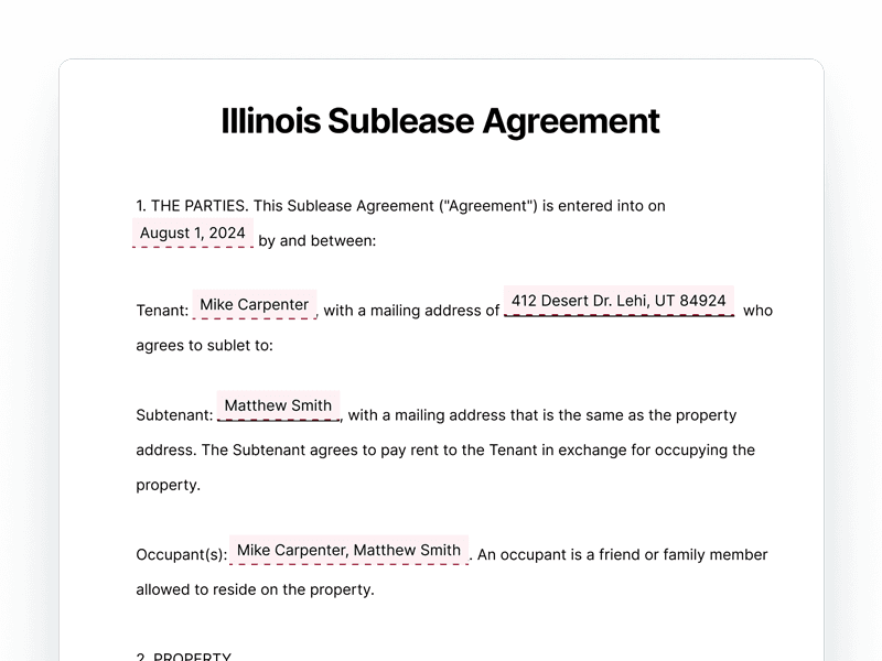 SubleaseAgreement_Illinois Illinois Sublease Agreement