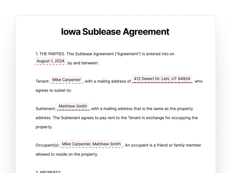 SubleaseAgreement_Iowa Iowa Sublease Agreement