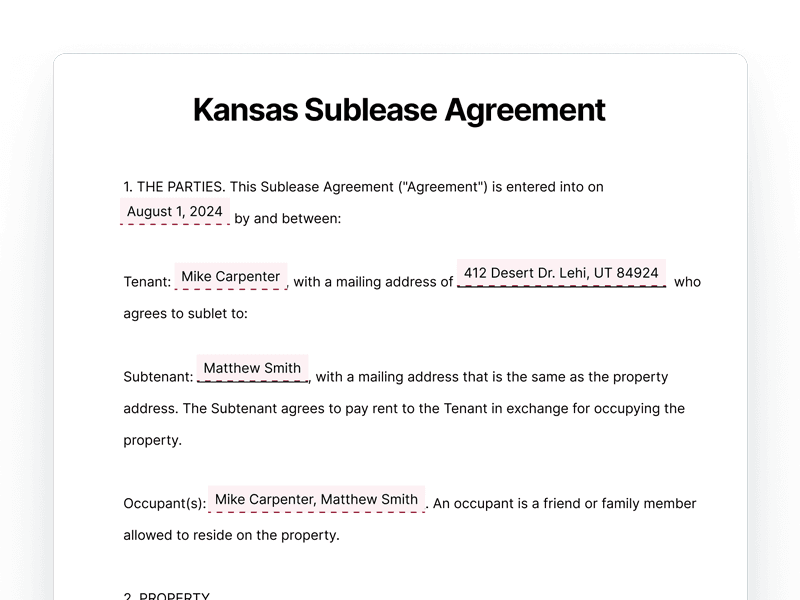 SubleaseAgreement_Kansas Kansas Sublease Agreement