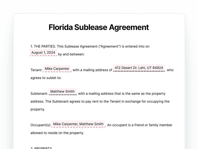 SubleaseAgreement_Florida Florida Sublease Agreement