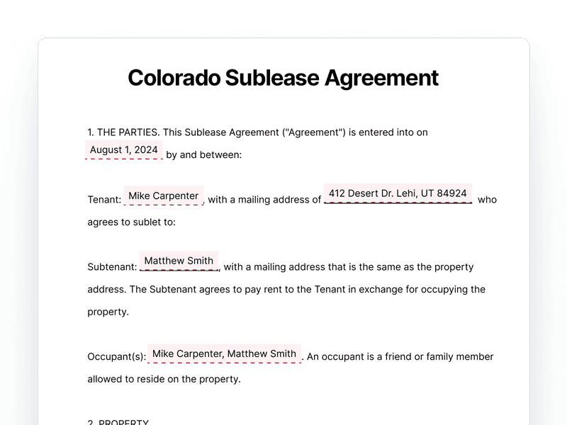 SubleaseAgreement_Colorado Colorado Sublease Agreement