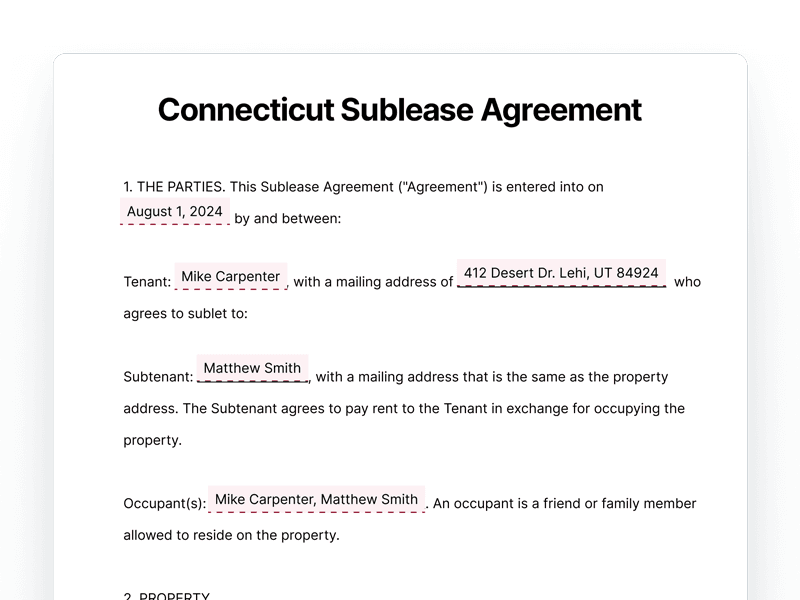 SubleaseAgreement_Connecticut Connecticut Sublease Agreement