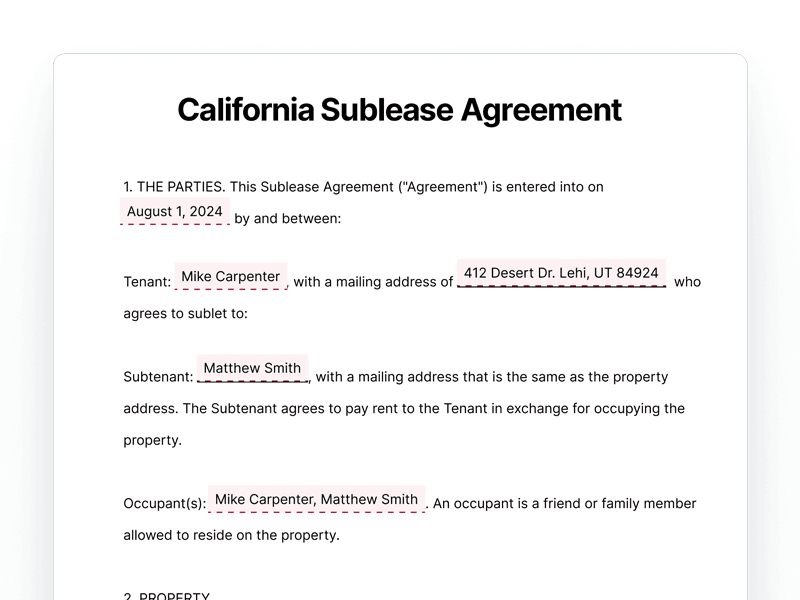 SubleaseAgreement_California California Sublease Agreement