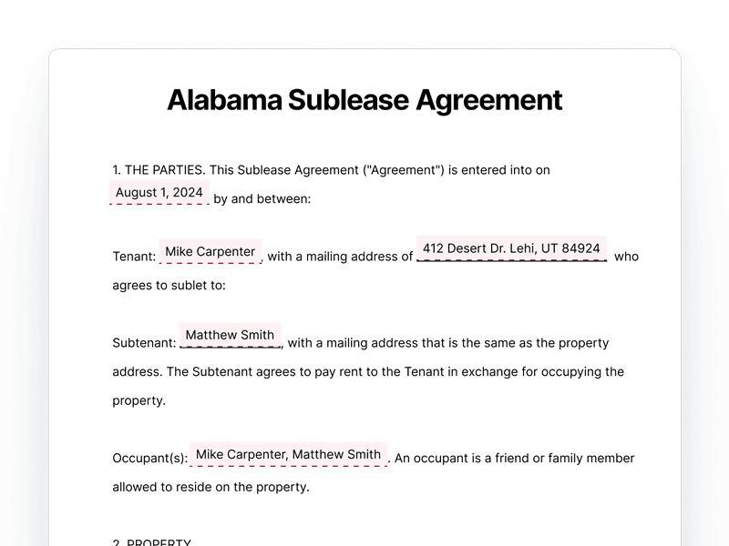 SubleaseAgreement_Alabama Alabama Sublease Agreement