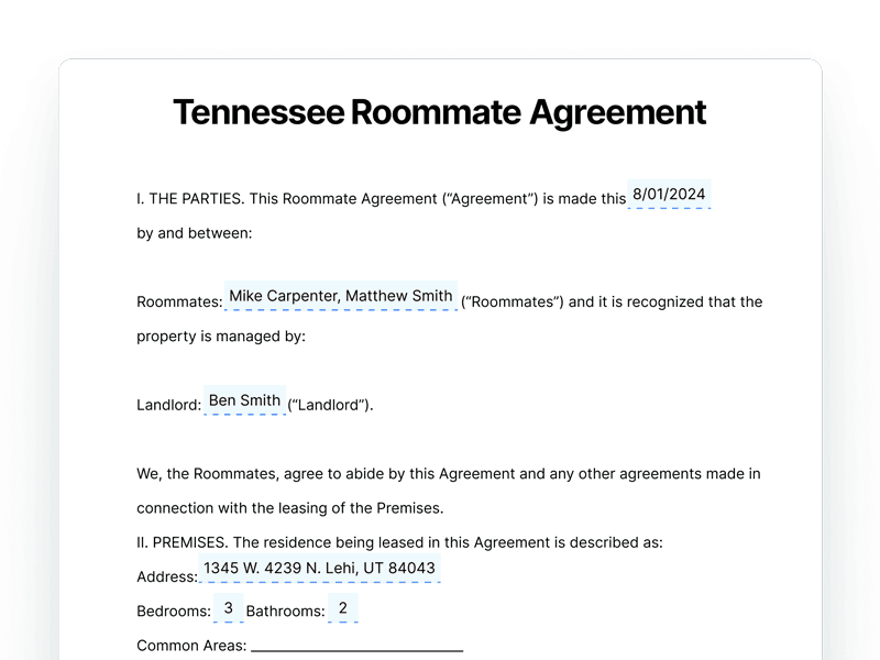 template_Roomate-Agreement_Tennessee Tennessee Roommate Agreement