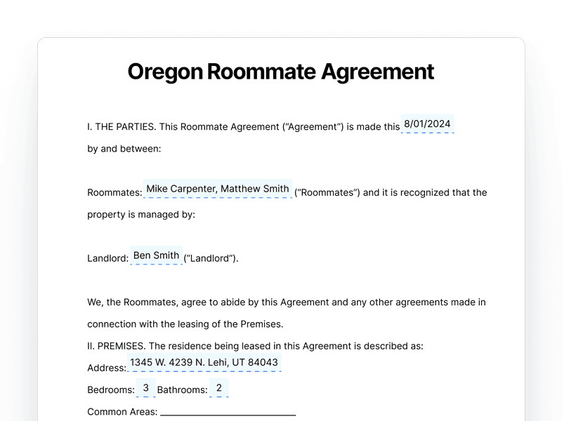 template_Roomate-Agreement_Oregon Oregon Roommate Agreement
