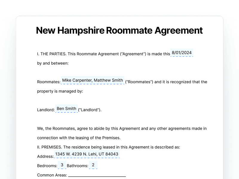 template_Roomate-Agreement_New-Hampshire New Hampshire Roommate Agreement