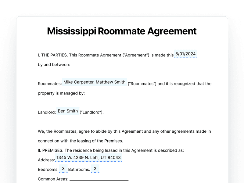 template_Roomate-Agreement_Mississippi Mississippi Roommate Agreement