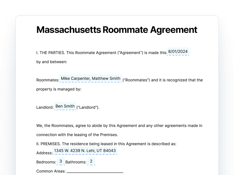 template_Roomate-Agreement_Massachusetts Massachusetts Roommate Agreement