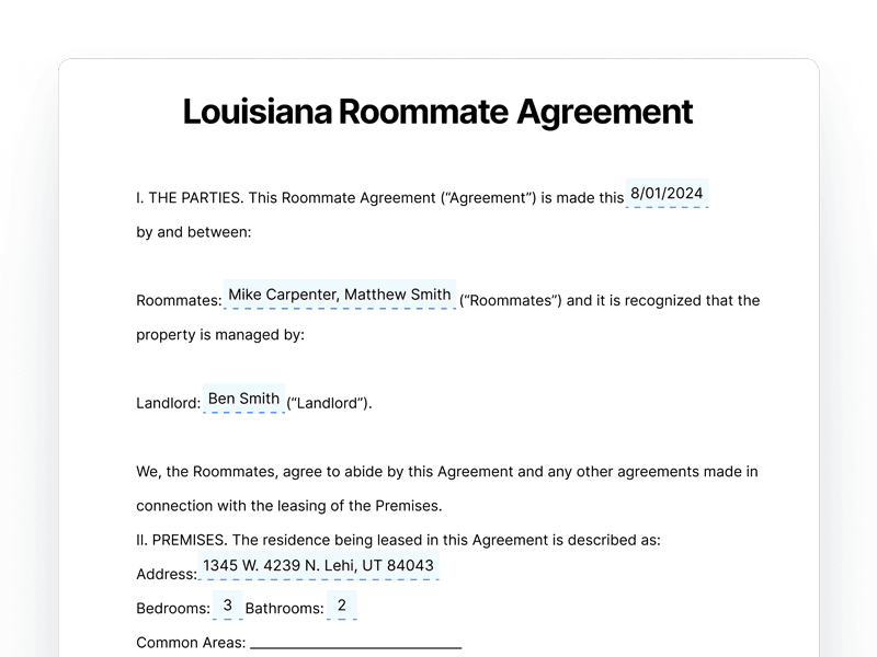 template_Roomate-Agreement_Louisiana Louisiana Roommate Agreement