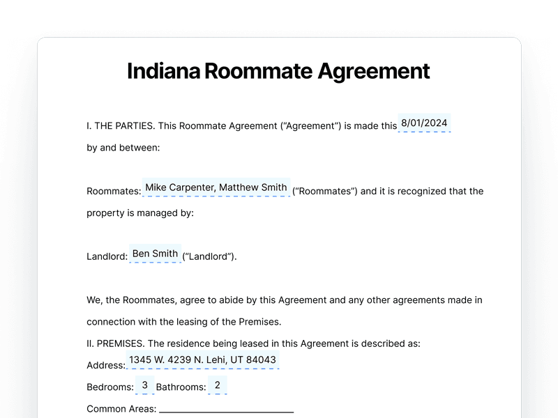 template_Roomate-Agreement_Indiana Indiana Roommate Agreement
