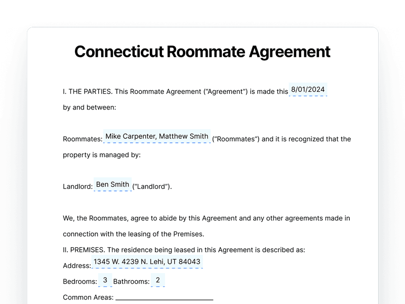 template_Roomate-Agreement_Connecticut Connecticut Roommate Arrangement