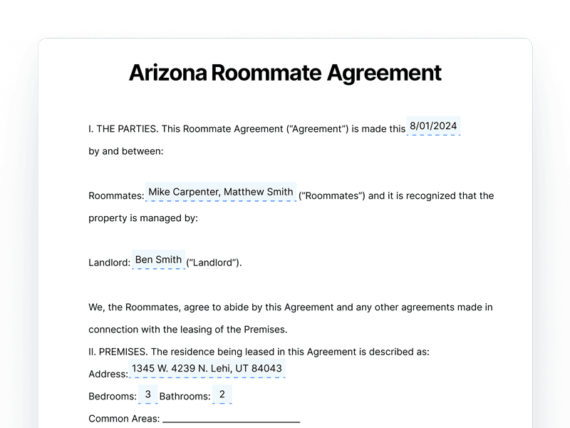template_Roomate-Agreement_Arizona Arizona Roommate Agreement