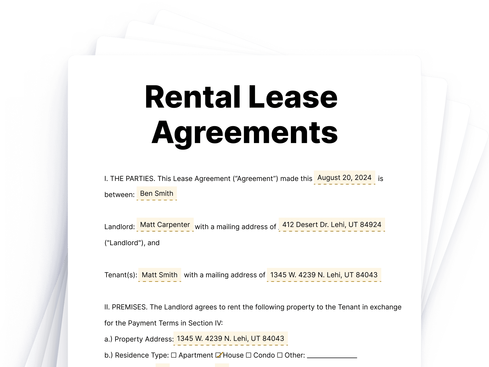 Rental Lease Agreements Residential Lease Agreement