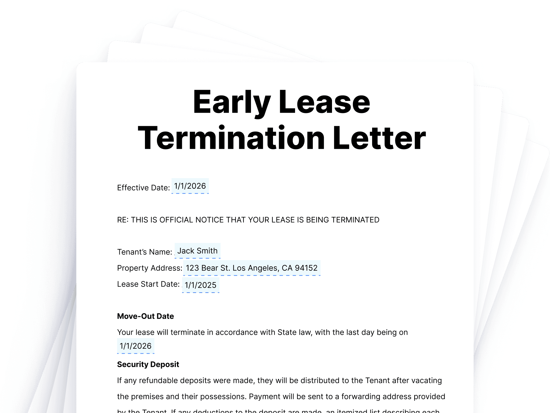 Early Lease Termination Letter Early Lease Termination Letter